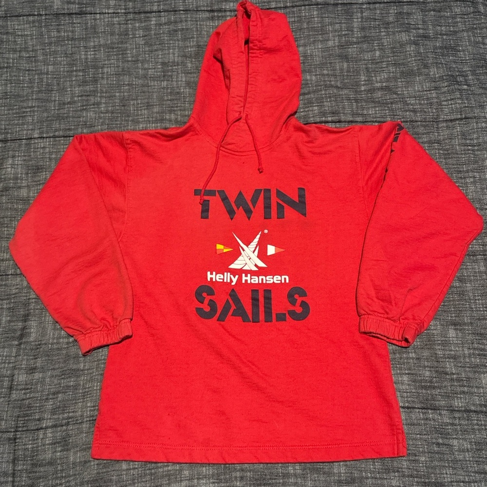 Helly Hansen Red Twin Sails Hoodie Made In USA Size Medium